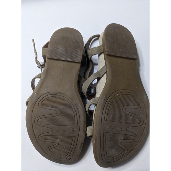 Earthies Brown Leather StrapOn Sandals Sz 7B Bello Olive Brown Beaded Design - Picture 9 of 14